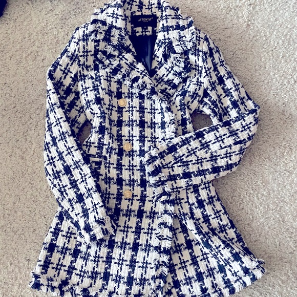 Attentif Paris Tweed Chanel Style chic jacket Coat sz 36 EUC - Picture 4 of 7